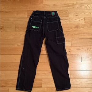 EMPYRE Black Jeans with Green Stitching